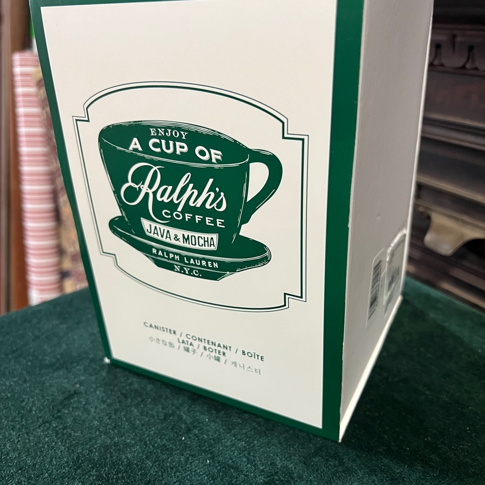 Ralph Lauren Java & Mocha Coffee Canister - Green and White